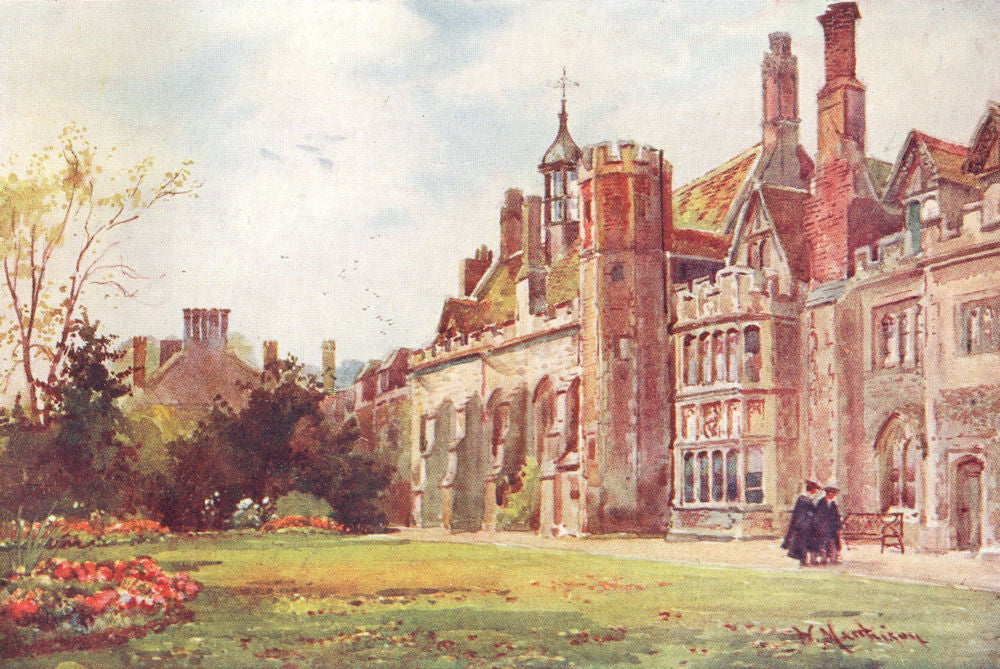 CAMBRIDGE. Colleges. Peterhouse Fellow's garden 1907 old antique print picture